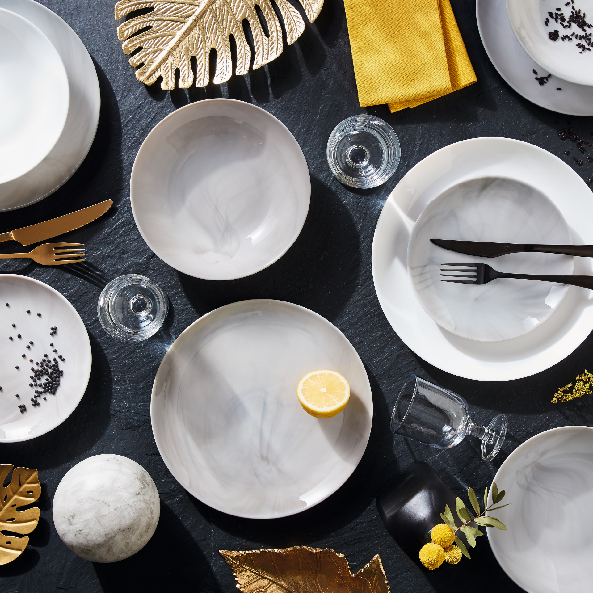 PLATO POSTRE 19 CM DIWALI GRANIT MARBRE - Imagen 3