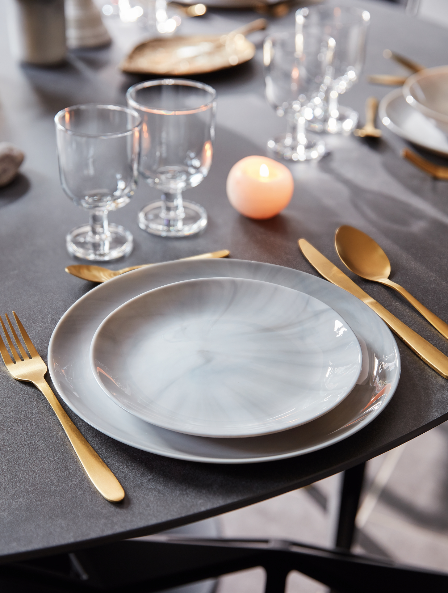 PLATO POSTRE 19 CM DIWALI GRANIT MARBRE - Imagen 2